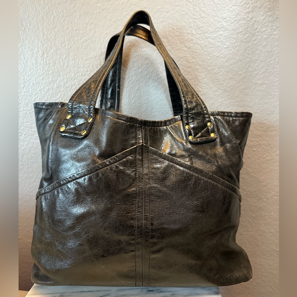 Kooba Black Leather Tote Bag with Pink Interior - Picture 2 of 3